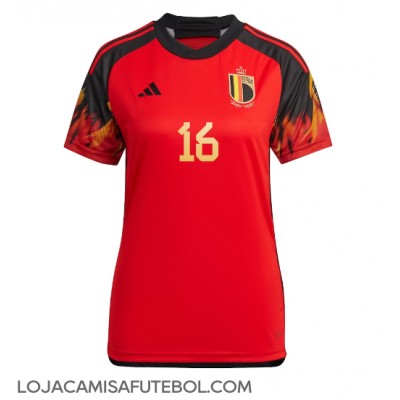 Camisa de Futebol Bélgica Thorgan Hazard #16 Equipamento Principal Mulheres Mundo 2022 Manga Curta